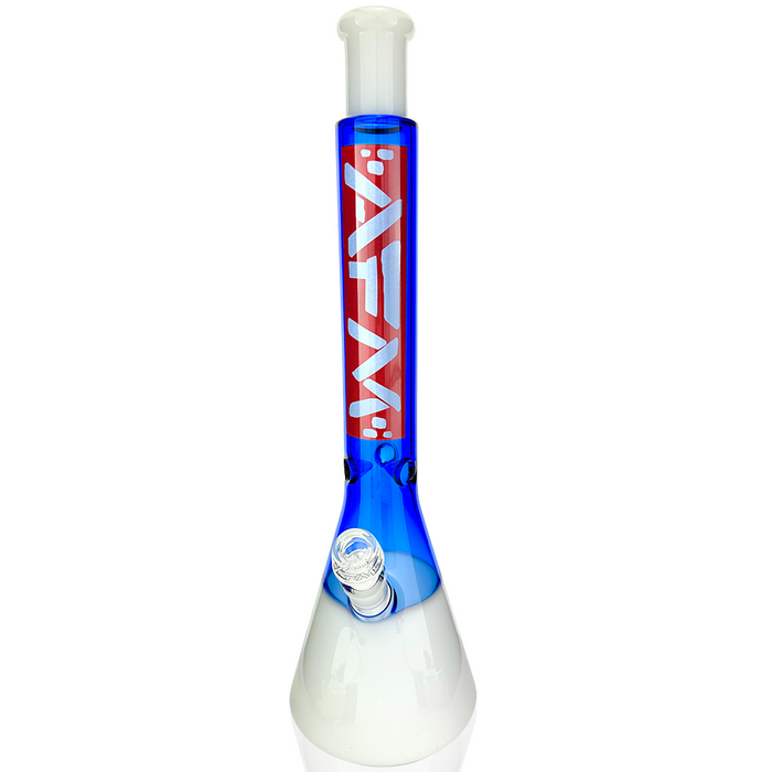 18" AFM Red Label Quasar Glass Beaker Bong - Ink Blue/ Ivory