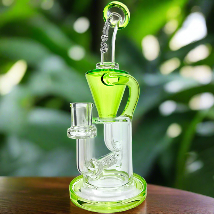 10.5" AFM Glass Drain Recycler Colored Lip Dab Rig