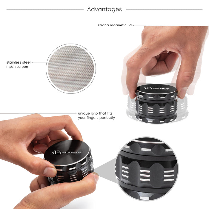 GAC 2.5" Ceramic Grinder Black - Olde Smoke Shop