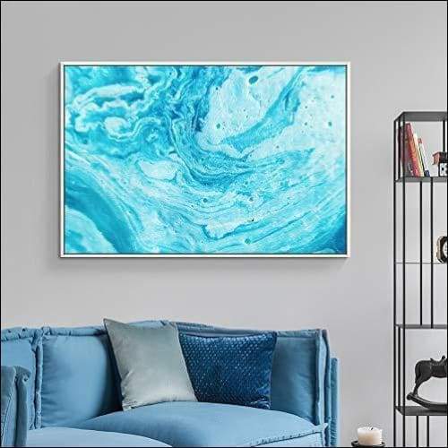Blue Abstract Framed Canvas Painting - Olde Smoke Shop