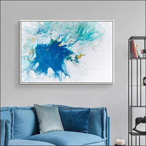 Blue Swirl Abstract Framed Canvas Wall Art - Olde Smoke Shop