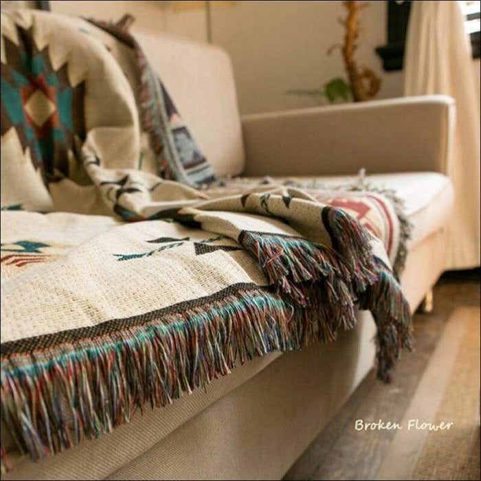 Bohemian Aztec Tapestry Throw Blanket